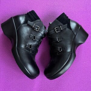 Alegria | Black Leather Ankle Boots with ZigZag Laces 〰️